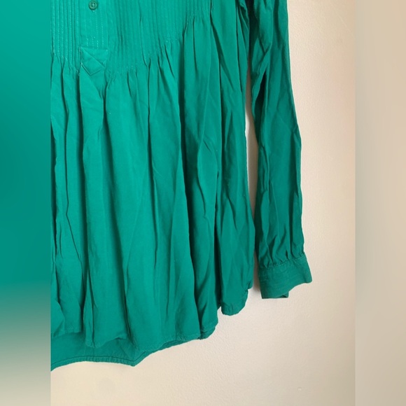Sundance hippie boho blouse top shirt small green pleated popover - Picture 3 of 6